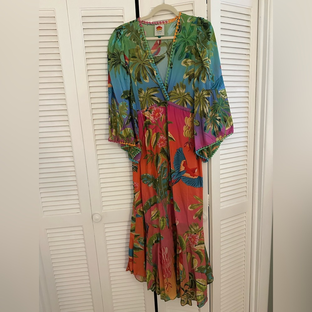 FARM Rio Ombre Forest Ruffle Tunic Dress NWOT - Picture 3 of 5